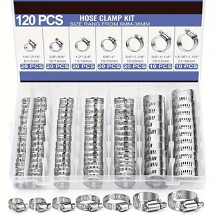 Cross-Border Boxed American-Style Hose Clamp 120Ocs Clamp Pipe Clamp Gas Pipe Hoop