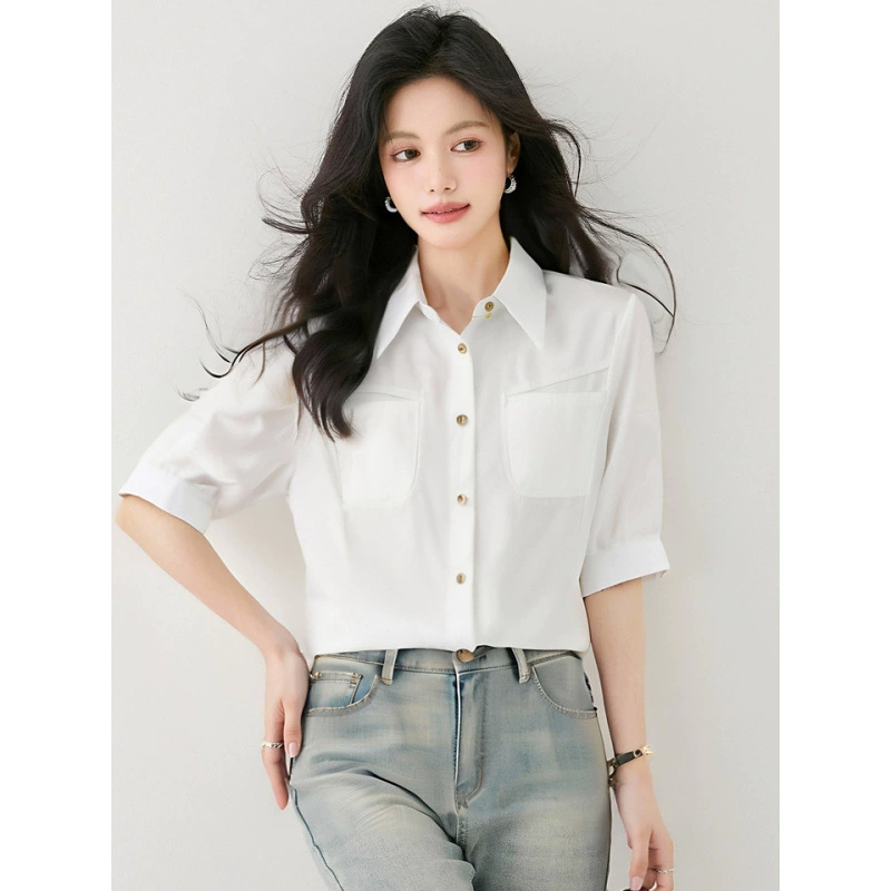 Летняя белая рубашка для женщин 2025, новая летняя легкая и широкая женская модная благородная топовая рубашка в стиле легкой роскоши, омолаживающая