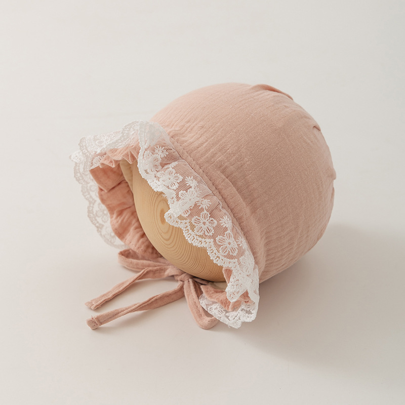 Sombrero de princesa de encaje de bebé primavera y otoño sombrero de bebé de otoño gorro de protección de orejas de la corte gorro de cabeza gorro de bebé de niña gorro de cabeza