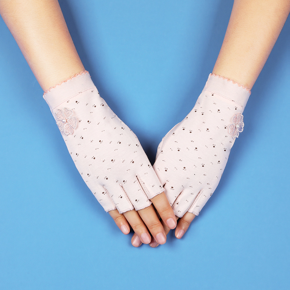 Protección solar guantes de medio Dedo de las mujeres delgadas transpirable verano antideslizante manicura protección UV conducción guantes