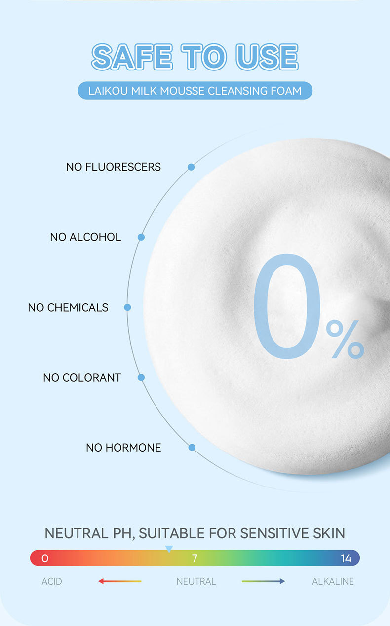 LAIKOU Milk Cleansing Mousse 120ml Facial Pore-cleaning Skin Care Products wholesale temu Shrimp Peel undefined