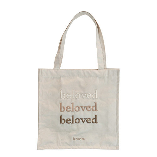 Amazon cross-border supply embroidered letter canvas bag large capacity canvas bag student school bag tote bag commuter bag