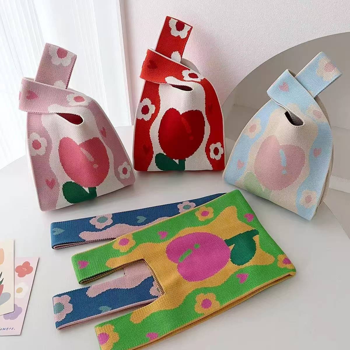 5新针织手提包包女通编织手拎小包班物包礼便当包