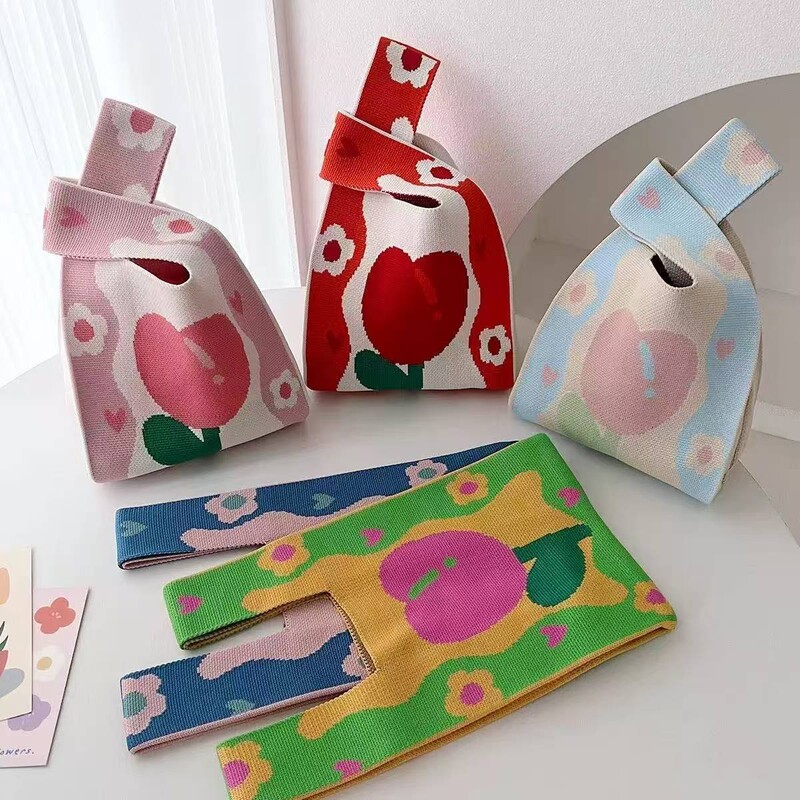 5 New Knitted Handbags for Women, Woven Small Handbags, Class Bags, Gift Bags, Lunch Bags, New Casual Style