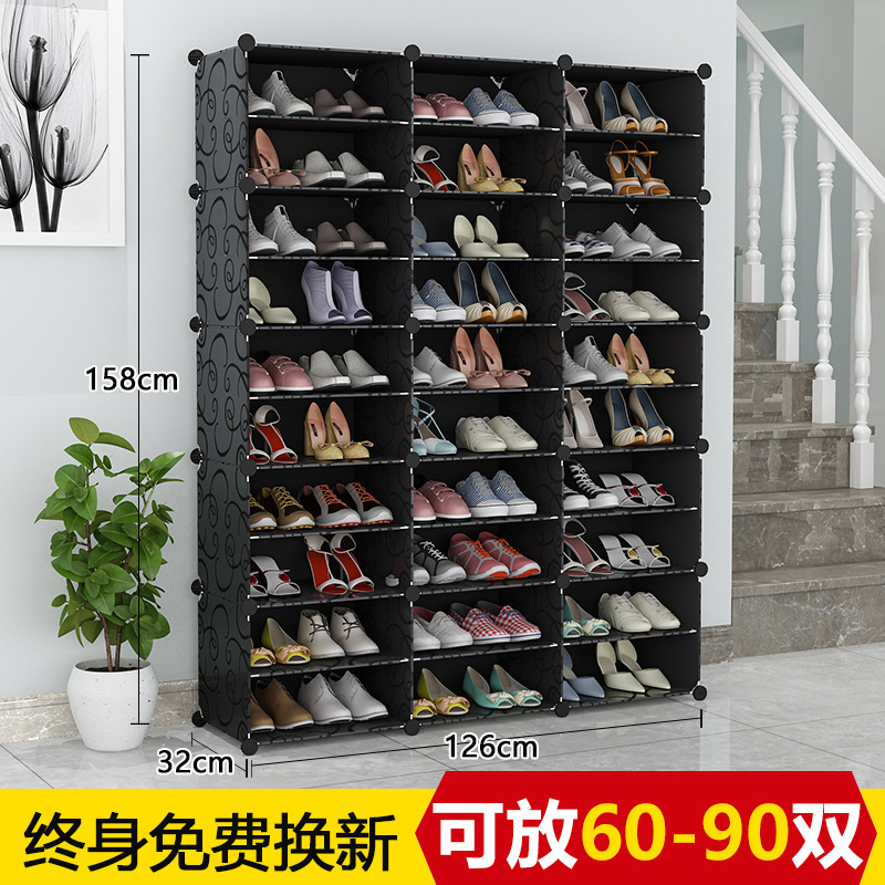 Estante de zapatos multicapa de gran capacidad gabinete de zapatos ensamblado en el hogar almacena estante a prueba de polvo en la puerta del dormitorio grande puede almacenar nórdico