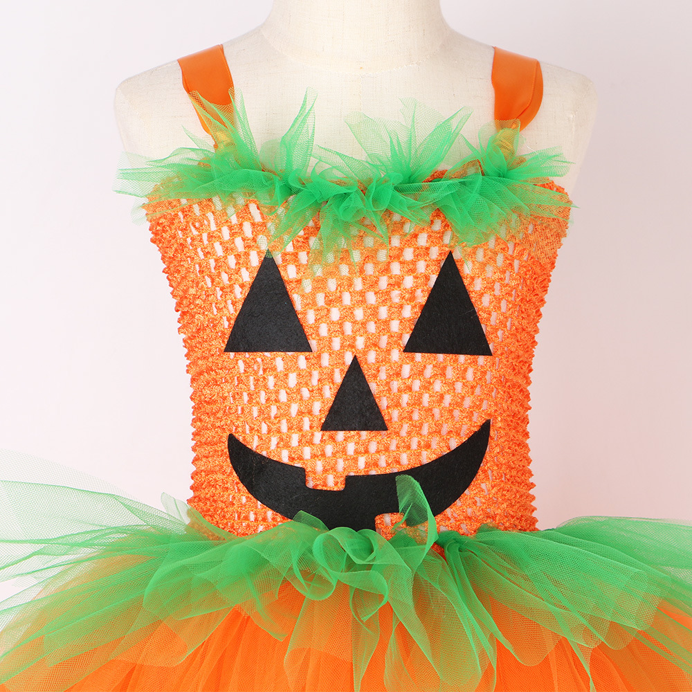 Baby Girls' Clothing Performance Costume Orange Mesh Tutu Princess Skirt One Piece _voghion.com
