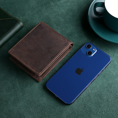 Men's Genuine Leather Wallet  New Retro Crazy Horse Leather Wallet High-end Brand Men's Wallet Business Fashion Soft