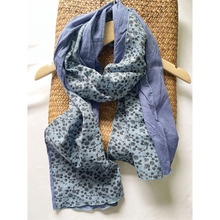 棉麻围巾女薄款夏季小碎花拼接春秋披肩气质 长款出游防晒围巾