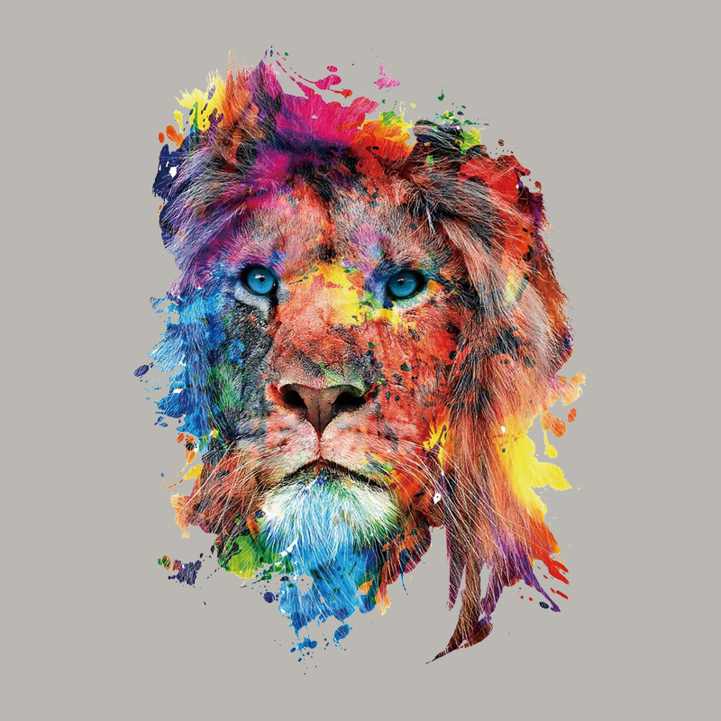 手绘水彩狮子头像热转印烫画厂家批发来图定 制胶印logoA级高弹