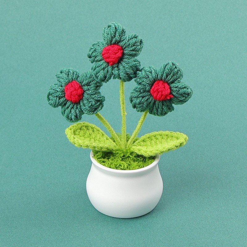 完成したウールひまわり鉢植えスズラン造花チューリップデスクトップ装飾品バレンタインデー教師クラスメートギフト|undefined
