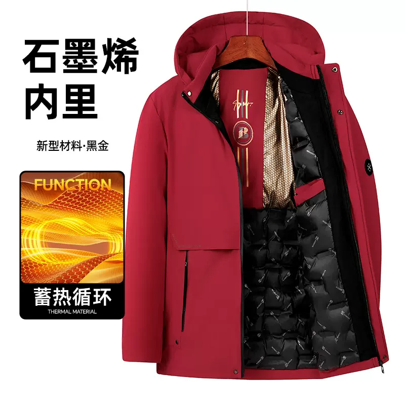 2024冬季双效保暖时尚棉服男中老年爸爸装商务休闲外套石墨烯速热