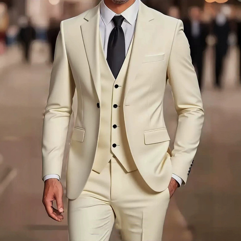 European and American Cross-Border Men's Suit Set for Weddings, Hosting, and Business; Three-Piece Slim-Fit Formal Suit for Export European and American Cross-Border Men's Suit Set for Weddings, Hosting, and Business; Three-Piece Slim-Fit Formal Suit for Export