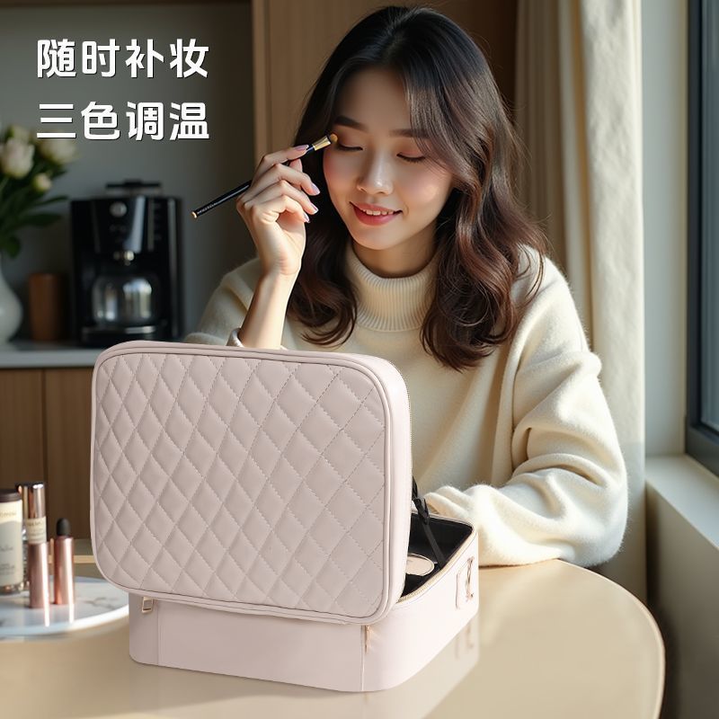 收纳包手提旅行便携化妆箱LED大容量镜子专业新款化妆包女化妆品|undefined
