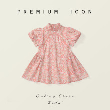 清仓款  女童短袖旗袍2025春夏新款儿童中国风泡泡袖粉色旗袍裙1