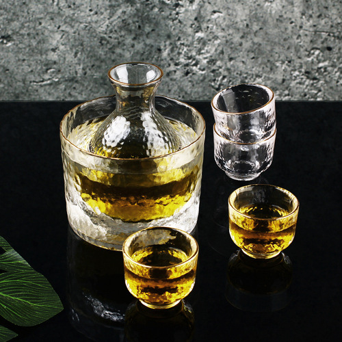 Japanese sake pot set hammered glass wine warmer household liquor cup wine divider scalding wine pot custom gift box