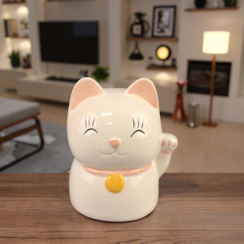 Mini cerámica linda Lucky Cat Hucha de cerámica Hucha de cerámica Decoración de cerámica creativa Pequeños regalos Comercio exterior al por mayor