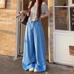 慵懒风褶皱休闲裤女2025夏季新款辣妹高腰显瘦宽松百搭阔腿裤长裤