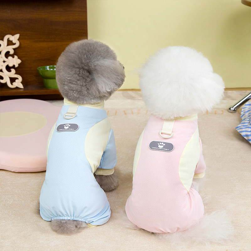 Primavera y verano de perro impresión de garras de piel marca de hielo de malla de cuatro patas abrigo frío gatos al aire libre refrigeración Teddy ropa de mascotas