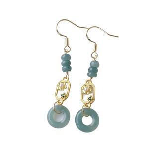 Amazon Original Design Natural Blue Water Donut Emerald Earrings 14k Round Abacus Beads Ping An Buckle Earrings
