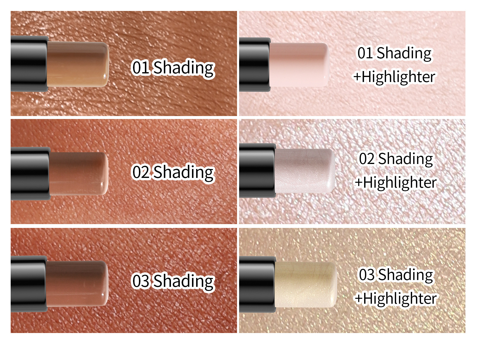 HelloKiss Double-headed Highlighter Contouring Stick, pearlescent three-dimensional, naturally brightening and modifying facial shadows, cross-border makeup undefined