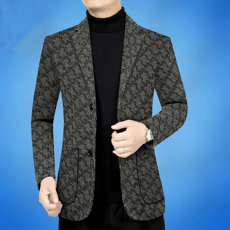 1 Moda Erkek Takım Elbise Sonbahar Kış Yeni Rahat Yün Kalınlaştırılmış Baba Ceket Orta Yaşlı Erkekler İçin_voghion.com