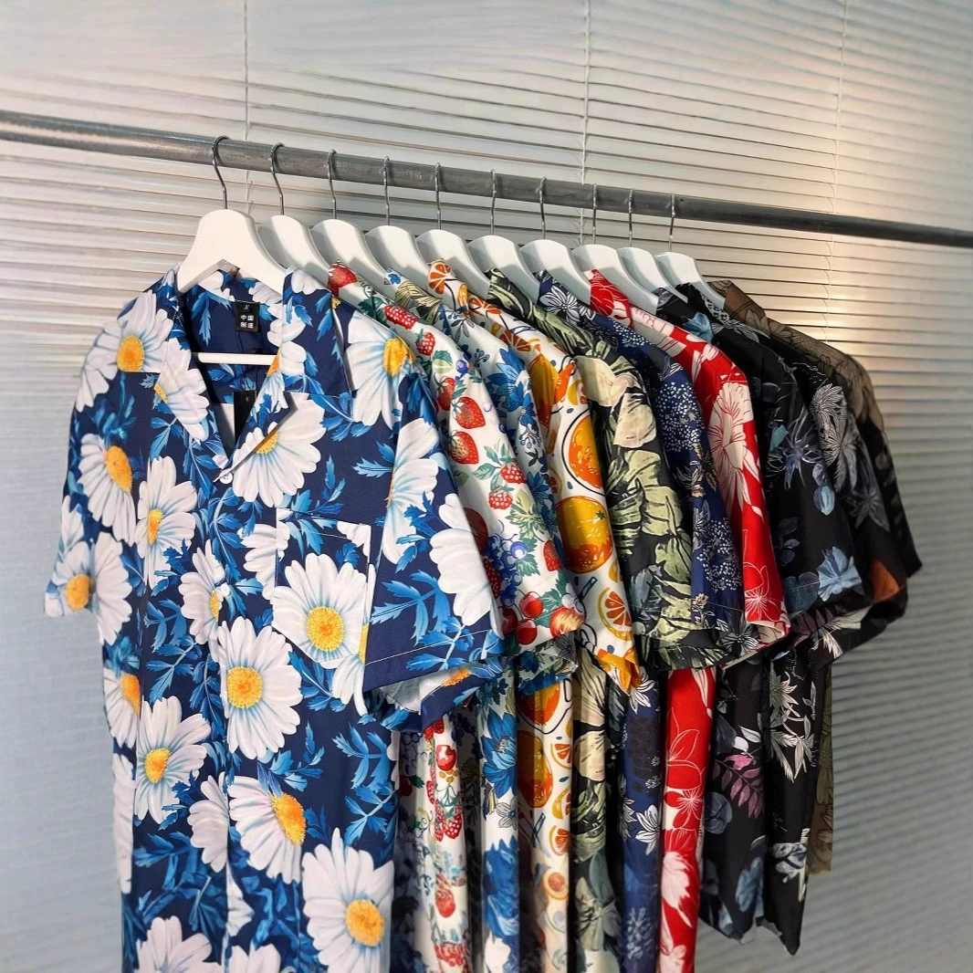 Летняя новая гавайская гавайская ветреная цветочная рубашка для мужчин с короткими рукавами