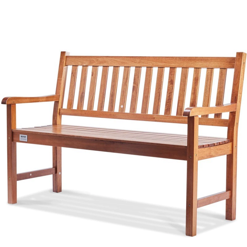 Деревянная садовая скамейка для двоих с высокой спинкой и подлокотниками для сада, парка или двора