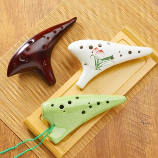 Ocarina Instrument 12-Hole Ac Tone Beginner Flute for Primary School Students Special 12-Hole Beginner Professional Ceramic Alto C