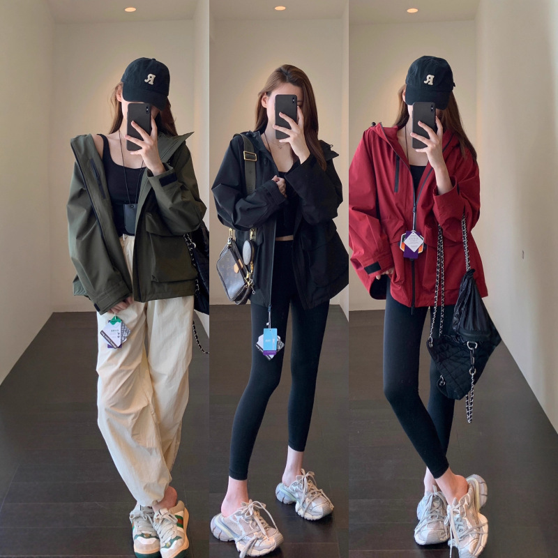 酷帅时髦 慵懒范山系休闲冲锋衣外套连帽上衣女25秋冬新款603030|undefined