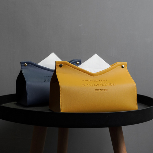 Leather tissue box Internet celebrity creative light luxury home living room car tissue box Nordic ins napkin storage box