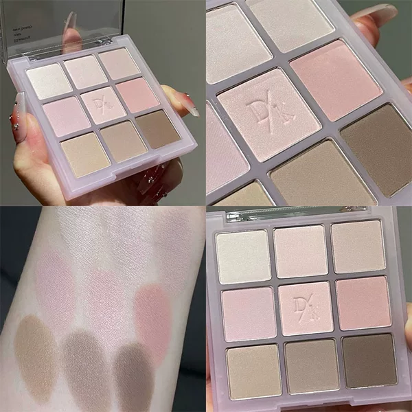 Mugeleen New Color Milk Tea Nine-Color Eye Shadow Pure Desire Oatmeal Gray Purple Smoke Pink Pearlescent Matte Earth Color Eye Shadow Palette