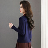 2025新款宽松显瘦半高领内搭上衣假两件毛衣女士秋冬季针织打底衫，女装针织衫/毛衣，妃慕昵服饰