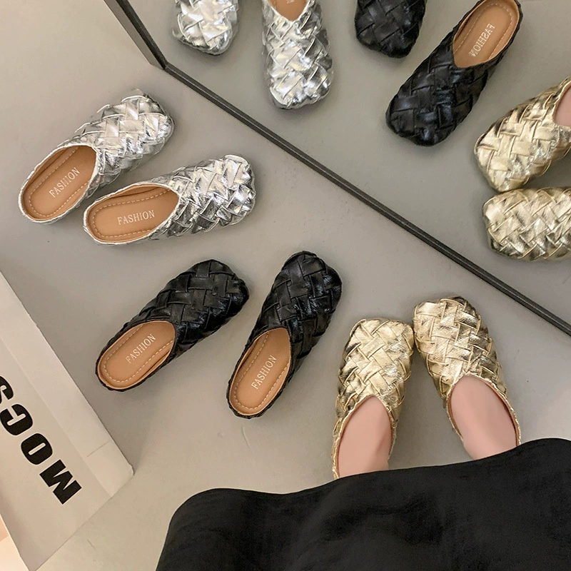 2025 новый супер пламя тканые мягкие подошвы удобная обувь Мюллер одна педаль ленивая обувь