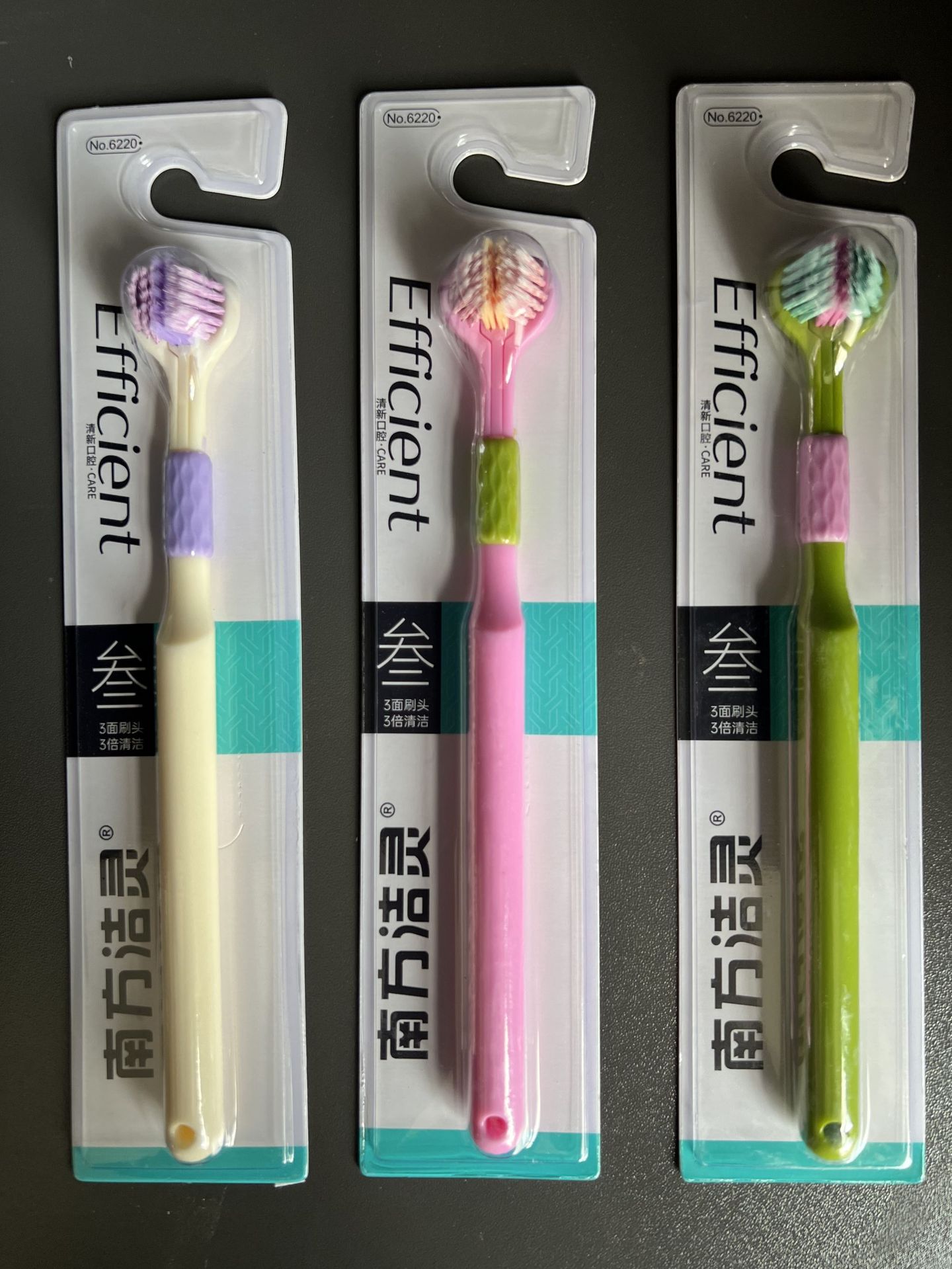3 면 칫솔 1 개 [도파민 색상]]