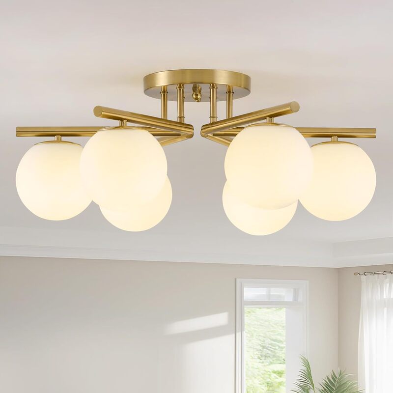 Cross-Border Exclusive Supply of Modern Minimalist Ceiling Lights with Milk Glass Globes, Suitable for Living Room and Bedroom Lighting