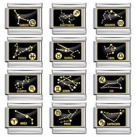 新款图片打印12星座意大利模块手链 钛钢焊接DIY弹力个性手环