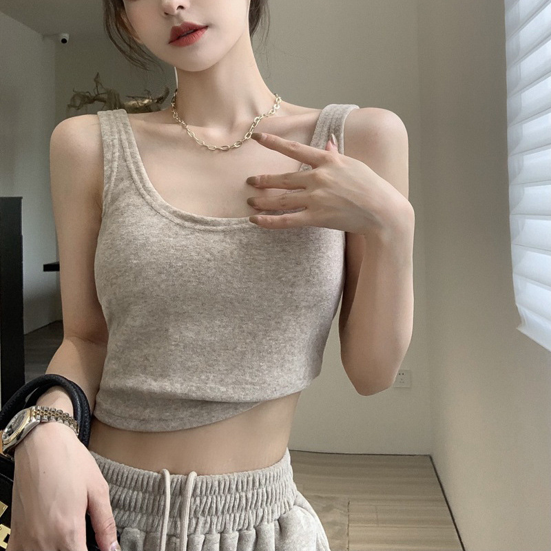 Autumn Lazy Pure Desire Short Style with Naked Navel for Slimming Tank Top, High Waist, Hanging Wide Leg Pants,_voghion.com