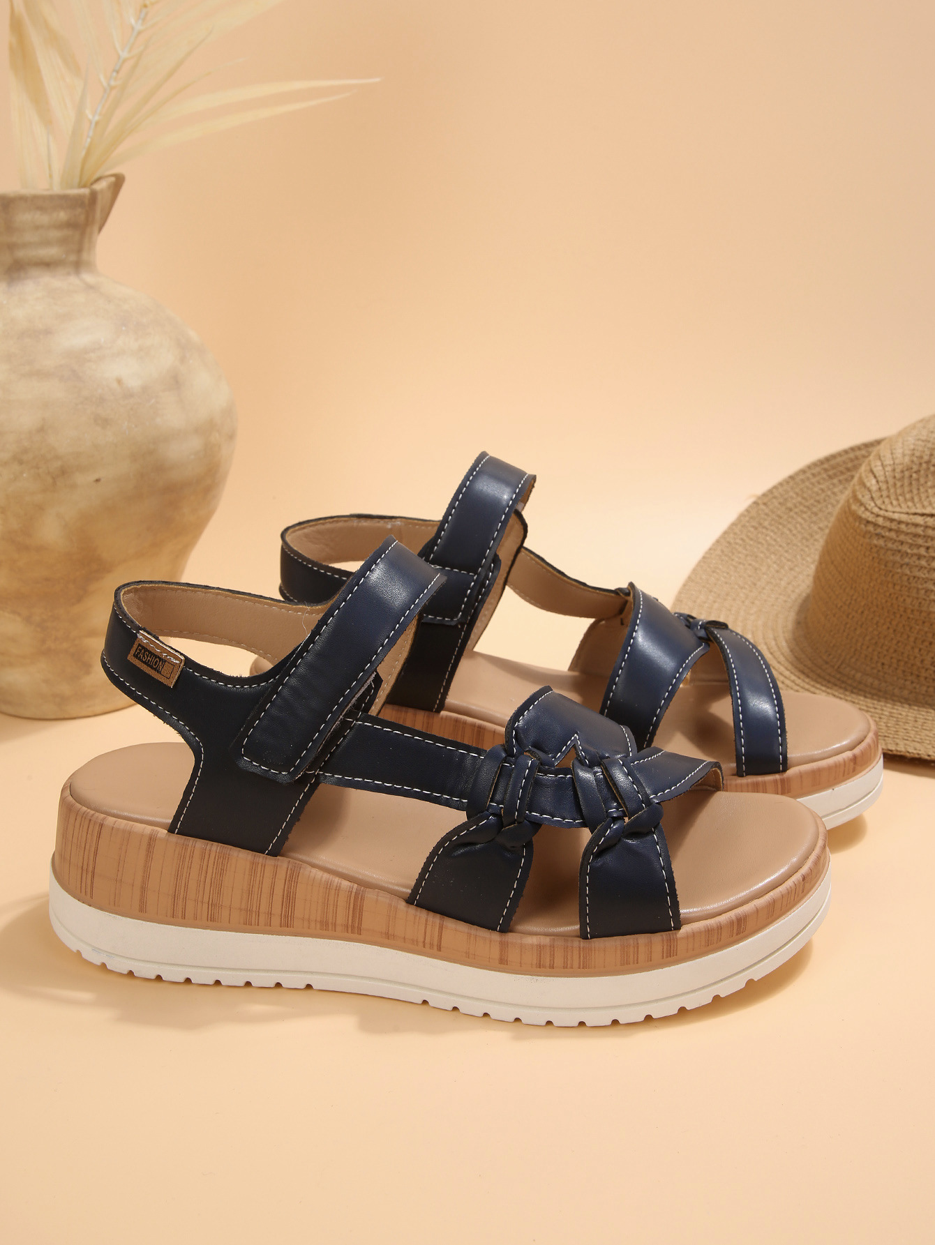 Women's Platform Wedge Sandals Comfort Velcro Cross Strap Shoes_voghion.com