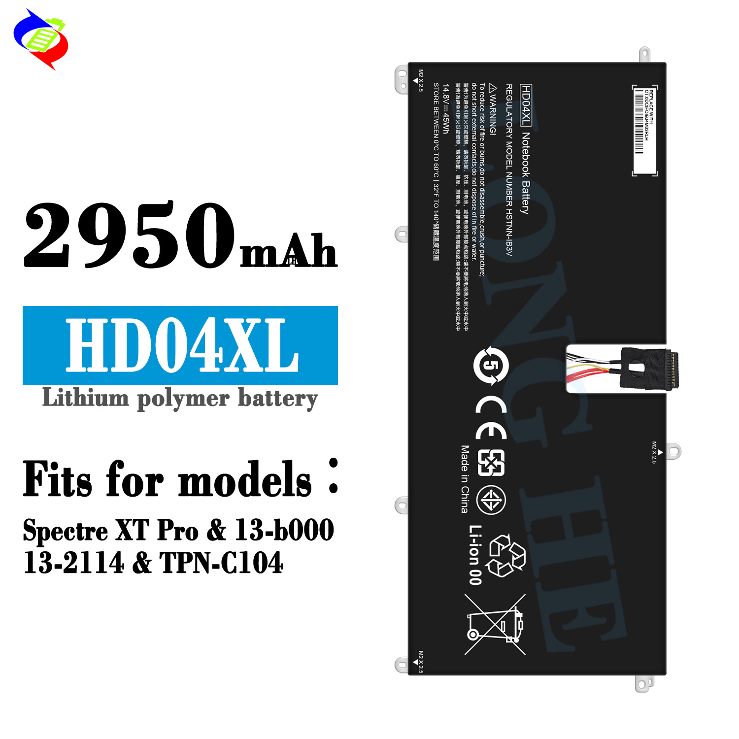 适用惠普XT Pro/13-b000/13-2114/TPN-C104笔记本电池HD04XL批发