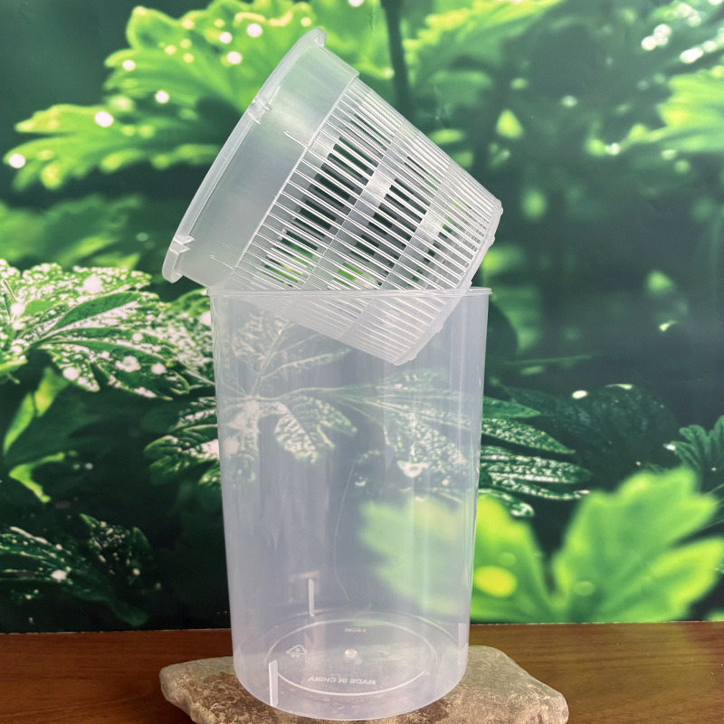 Root-Control Flower Pot Hydroponic Set Pot for Dendrobium Officinale and Phalaenopsis, Transparent Breathable Plastic Planting Basket for Green Plants and Aquatic Plants
