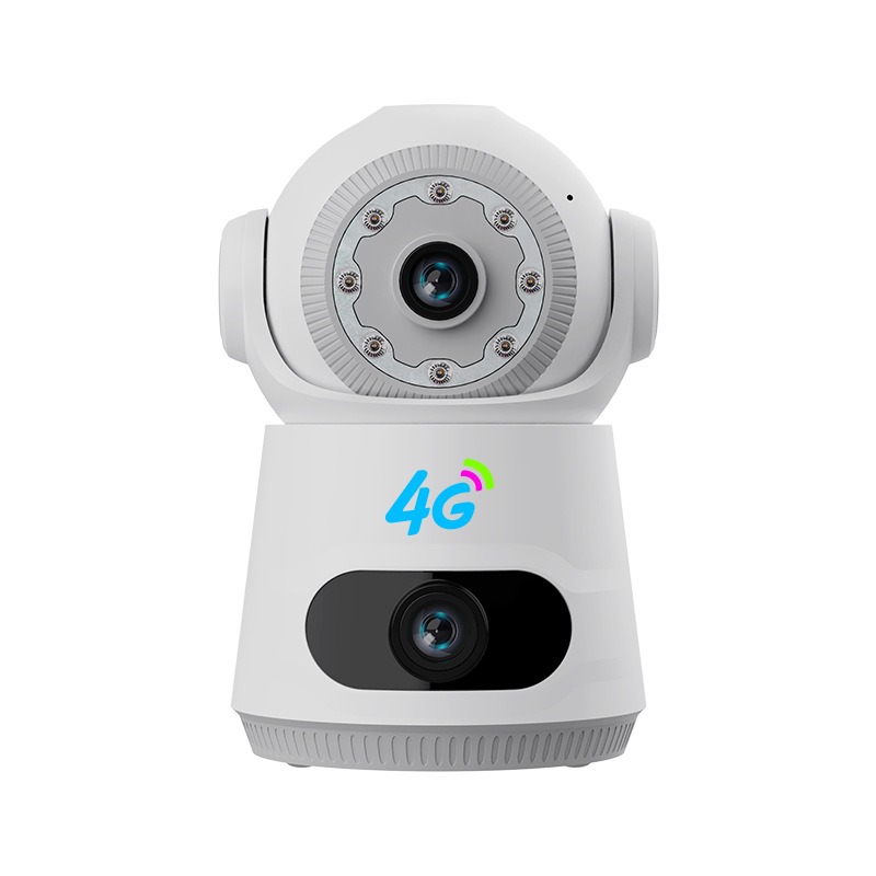 Cámara de Vigilancia con Doble Lente V380 WiFi ABS Doble Pantalla Rotación 355° para Interior