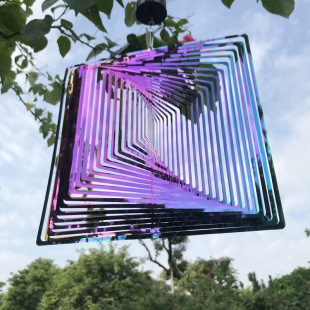 Stainless steel square 3D three-dimensional rotating wind chime engraving process factory direct recruitment agent e-commerce supply