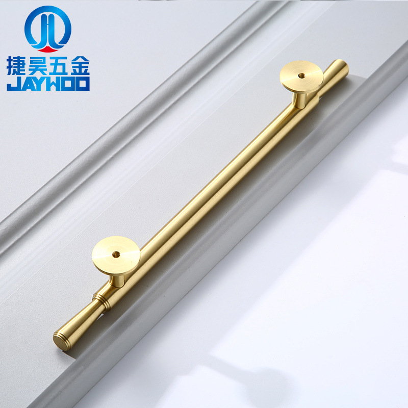 Solid cabinet door golden brass handle Cabinet drawer handle Modern simple light luxury wardrobe door copper handle