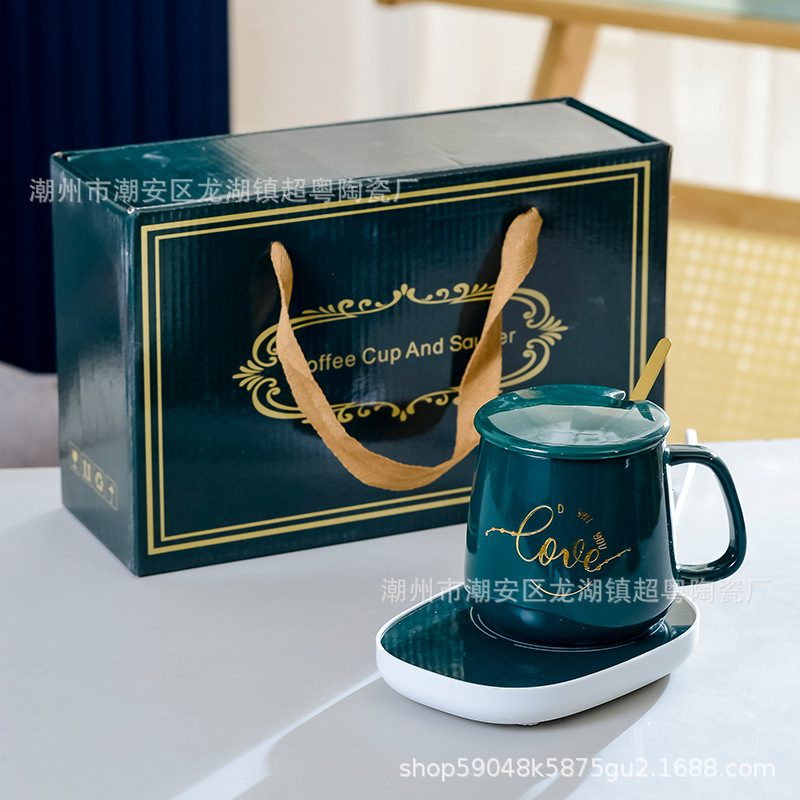 Taza de cerámica regalo de alta apariencia Calefacción Automática 55 grados taza de temperatura constante taza caliente logotipo impreso para la entrega