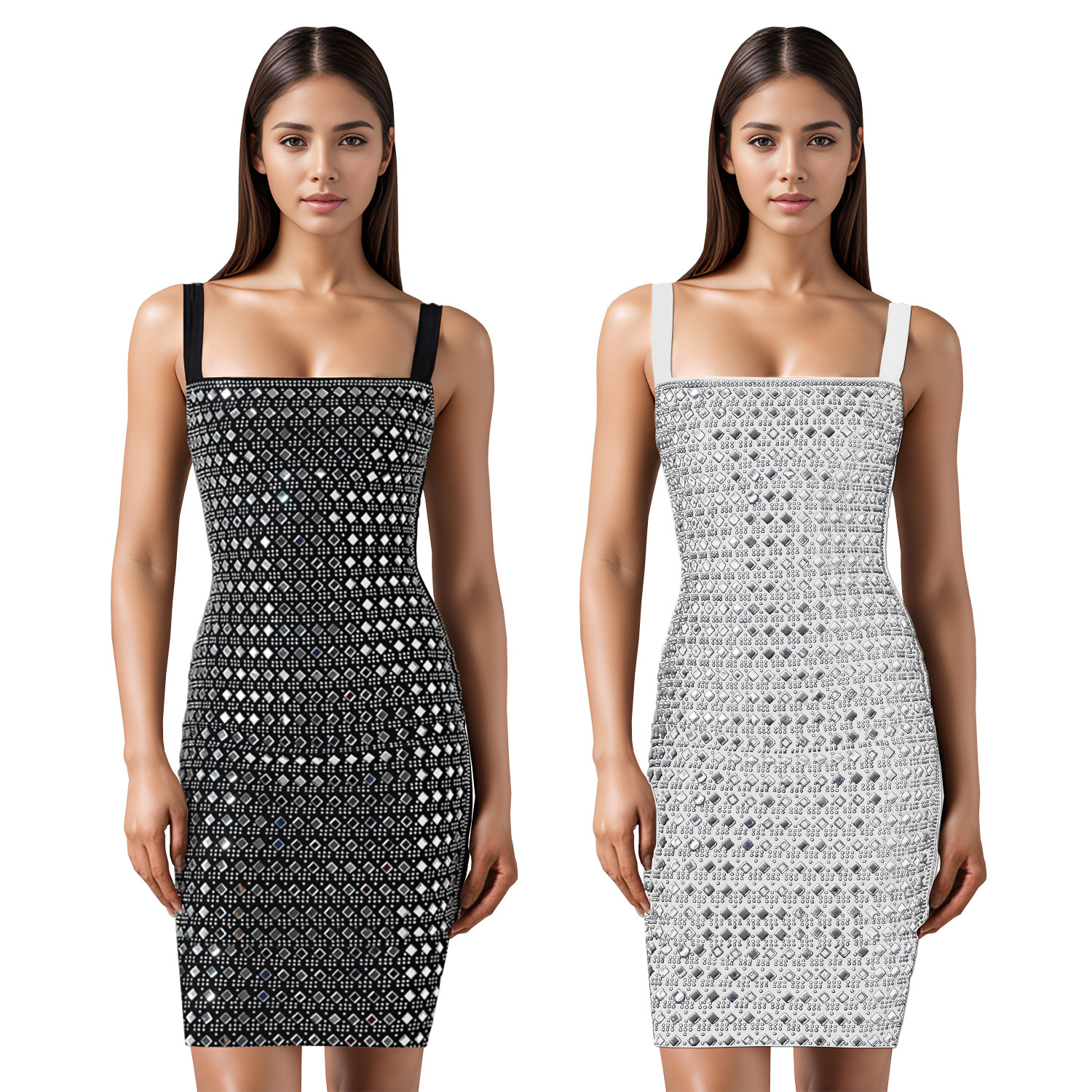 C7198 Aliexpress transfronterizo amazon ropa de moda europea y americana vestidos de mujer sexy vestidos delgados de perforación caliente image 6