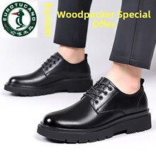 Oren啄木鸟男士鞋休闲冬季软底软面业务新款男士真皮英伦保暖皮鞋