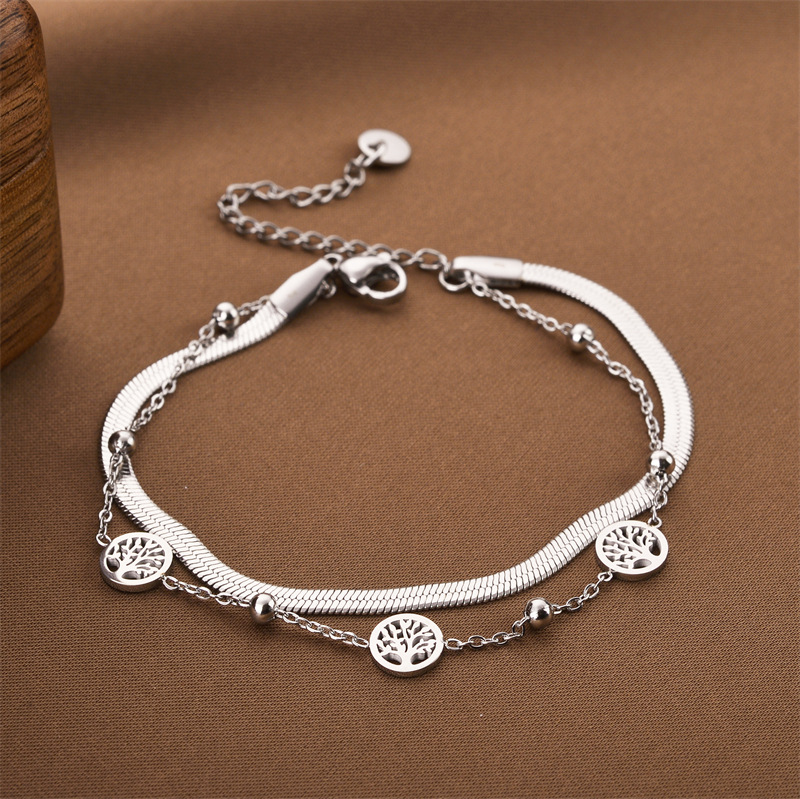 Joyas transfronterizas europeas y americanas Pulsera de acero de titanio de todo fósforo Versión coreana del temperamento bohemio Pulsera de acero de titanio que no se desvanece Joyería femenina