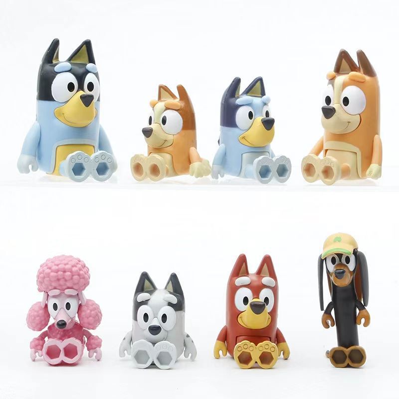 Foreign Trade Ready-Made Cross-Border Toys Bluey Family 8 Models Hand-Made Dolls Puppy Joint Movable Doll Interactive