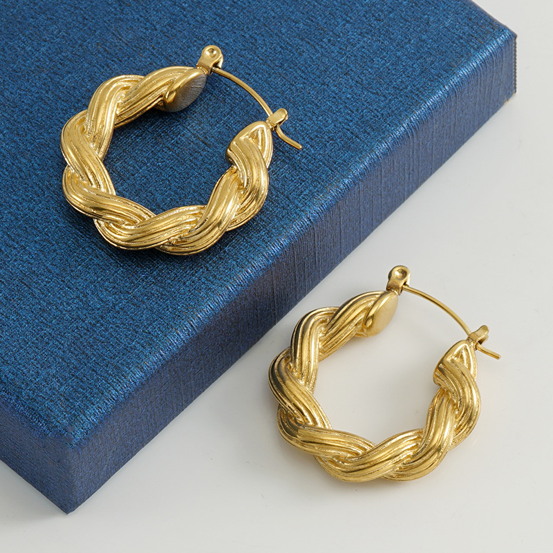 Pendientes de Acero de Titanio con Diseño en Espiral, Estilo Geométrico, Chapados en Oro de 18K, para Mujer, Venta al por Mayor