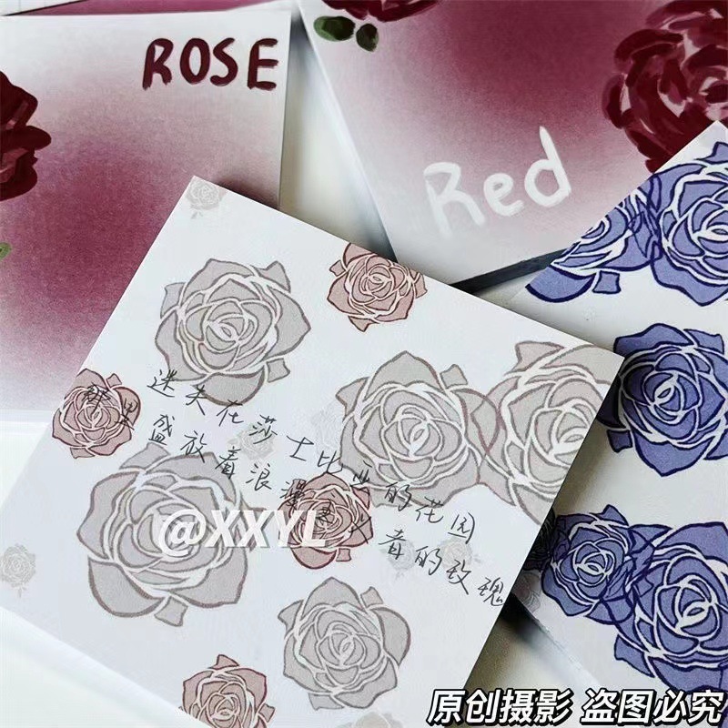 Little Red Book Rose Post-it Notes Student ins High Color Value Sticky N-time Message Notes Full Set